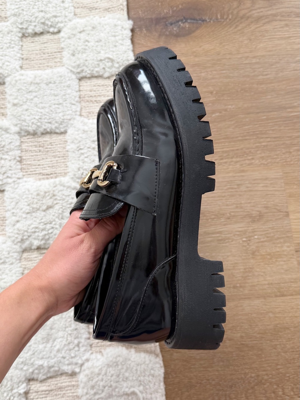 Steve Madden Lando Black Leather Platform Loafer in Black - Picture 5 of 9